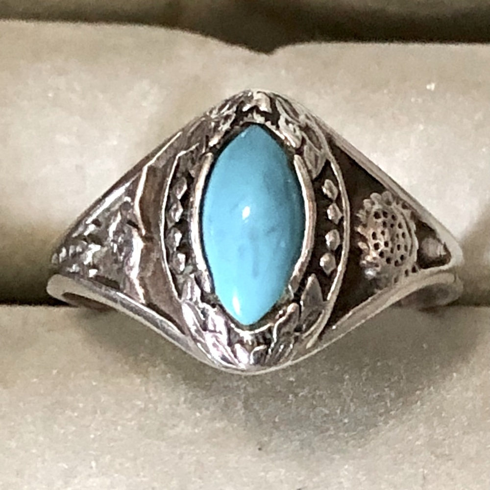 Turquoise Color Silver 925 Native Ring Size 10